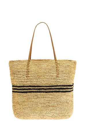 Hat Attack Luxe Stripe Tote in Tan.