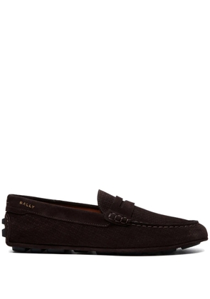 Bally logo-embroidered round-toe loafers - Brown