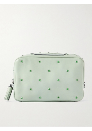 Anya Hindmarch - Important Things Tasseled Crystal-embellished Leather Cosmetics Case - Green - One size