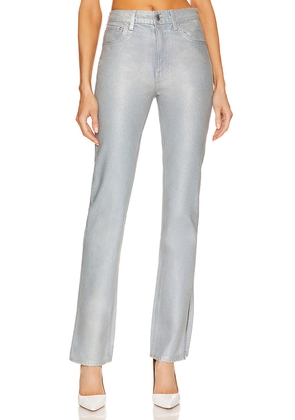 GRLFRND Harlow Coated High Rise Boot Jeans in Metallic Silver. Size 23. Also in 27.