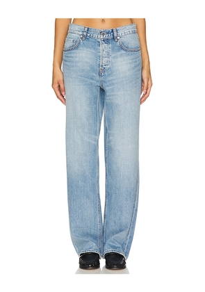 GRLFRND Bella Low Rise Boyfriend in Blue. Size 23. Also in 24, 25, 26, 27, 28, 29, 30, 31, 32.