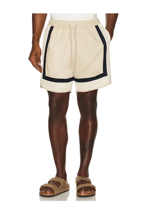 Agua Bendita Georgie Shorts in Beige. Size 30. Also in 32, 34, 36.