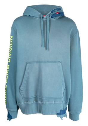 Diesel logo-print cotton hoodie - Blue