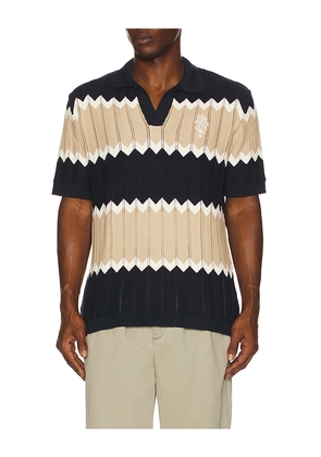 Agua Bendita Aron Polo Shirt in Stripes. Size L. Also in S, M.