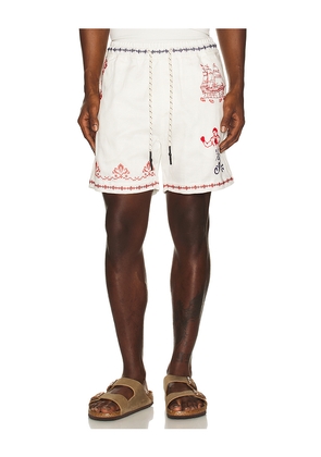 Agua Bendita Miloh Shorts in White. Size 30. Also in 32, 34, 36.