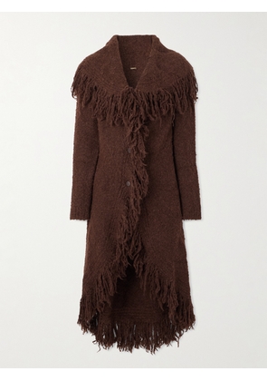 Cult Gaia - Victoria Duster Fringed Wool-blend Bouclé Cardigan - Brown - xx small,x small,small,medium,large
