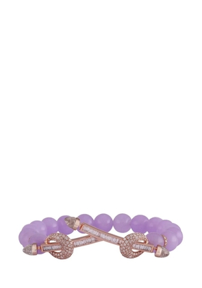 Ananya 18kt yellow gold Chakra diamond and quartz bracelet - Pink