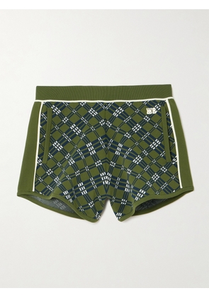 Wales Bonner - Power Embroidered Jacquard-knit Shorts - Green - xx small,x small,small,medium,large,x large