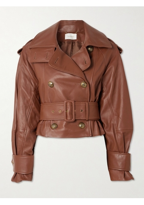 Zimmermann - Hypnotic Belted Cropped Leather Jacket - Brown - 00,1,2,3