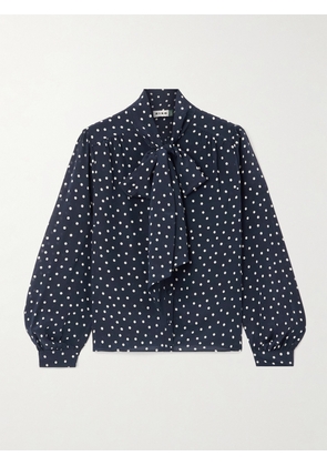 RIXO - Melaina Pussy-bow Polka-dot Silk Blouse - Blue - UK 6,UK 8,UK 10,UK 12,UK 14,UK 16,UK 18,UK 20