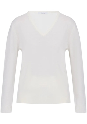 Max Mara v-neck wool knit top - White