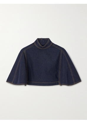 Zimmermann - Cropped Cape-effect Denim Blouse - Blue - 00,1,2,3,4