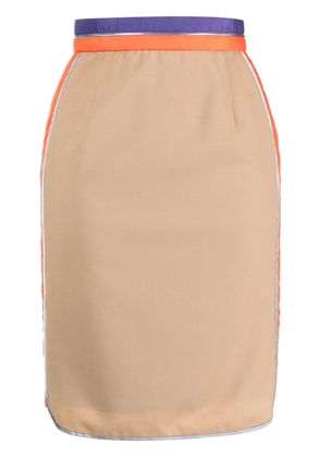 Kolor stripe-waistband knee-length skirt - Brown