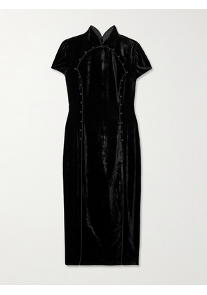 Saloni - Taro-c Velvet Midi Dress - Black - UK 4,UK 6,UK 8,UK 10,UK 12,UK 14,UK 16