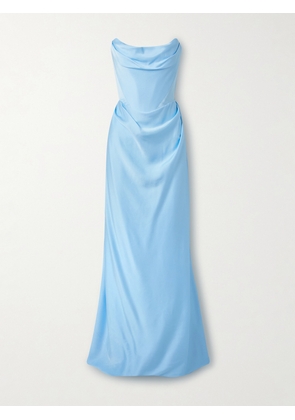 Vivienne Westwood - Galaxy Strapless Gathered Satin-crepe Gown - Blue - UK 6,UK 8,UK 10,UK 12
