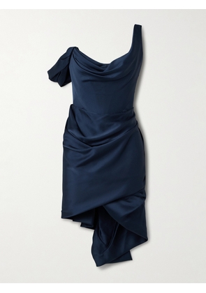 Vivienne Westwood - Zora Asymmetric Off-the-shoulder Draped Satin-crepe Dress - Blue - UK 6,UK 8,UK 10,UK 12,UK 14