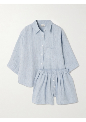 Deiji Studios - The 03 Striped Washed-linen Shirt And Shorts Set - Blue - XXS,XS,XL,SM,ML