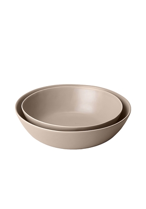 Fable The Low Serving Bowls Set Of 2 in Taupe.