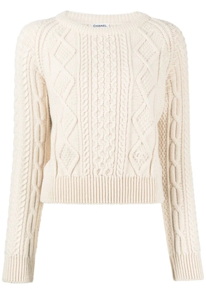 CHANEL Pre-Owned 1996 wool fisherman knit jumper - Neutrals