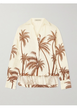 Andres Otalora - Si Sabes Printed Linen Shirt - Brown - US0,US2,US4,US6,US8,US10