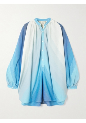 Marrakshi Life - The Touareg Tunic Oversized Dégradé Striped Cotton Mini Shirt Dress - Blue - x small,small,medium,large,x large,xx large