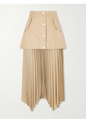 Veronica Beard - Patricka Asymmetric Layered Pleated Woven Skirt - Neutrals - US0,US2,US4,US6,US8,US10,US12