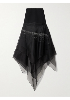 Maticevski - Meet The Sky Asymmetric Crepe And Bead-embellished Silk Skirt - Black - UK 6,UK 8,UK 10,UK 12,UK 14