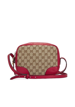 FWRD Renew Gucci Mini Bree Messenger Bag in Beige.