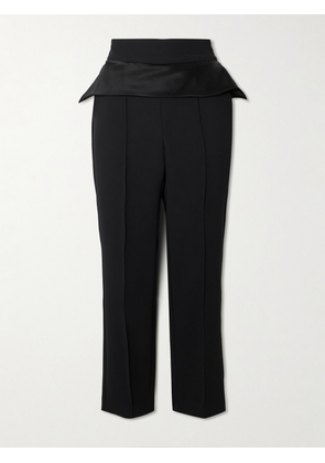 Maticevski - Relate Stretch-silk Satin-trimmed Crepe Straight-leg Pants - Black - UK 6,UK 8,UK 10,UK 12