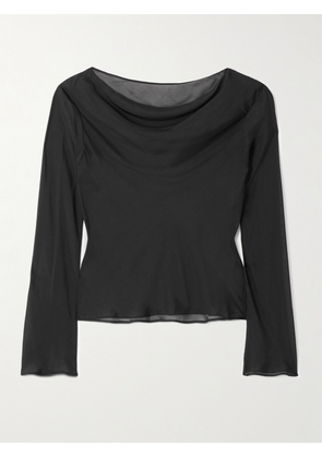 SIR. - Strobe Draped Silk-chiffon Top - Black - 00,1,2,3,4