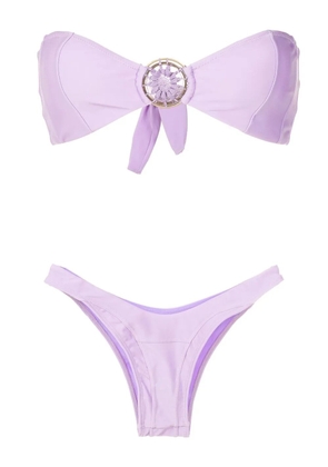 Amir Slama crochet-knit bandeau bikini - Purple
