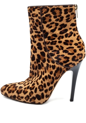 Jimmy Choo Pre-Owned 115mm leopard-print calf-hair boots - Neutrals