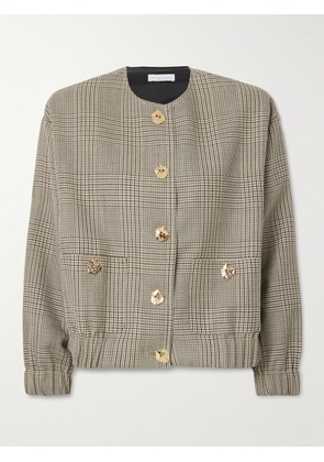 VIOLANTE NESSI - Kelly Houndstooth Wool Bomber Jacket - Neutrals - IT38,IT40,IT42,IT44,IT46