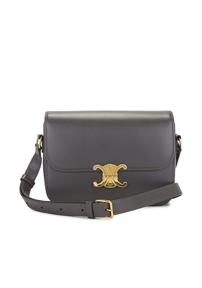 FWRD Renew Celine Triomphe Shoulder Bag in Black.