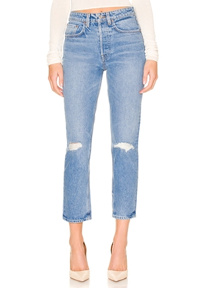 GRLFRND Karolina High Rise Straight Crop Jeans in Denim-Light. Size 31. Also in 24.