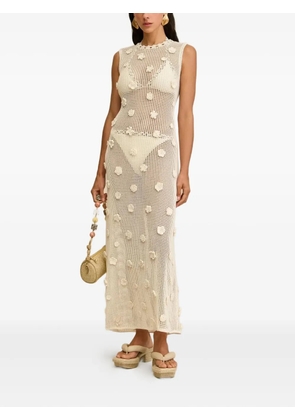 Cult Gaia Vermeer flower-embellished crochet dress - White