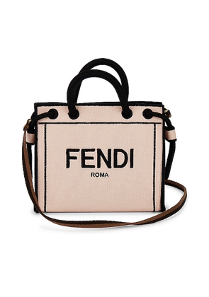 FWRD Renew Fendi Mini Roma Shopping Tote Bag in Beige.