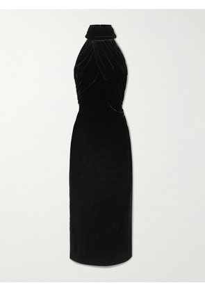 VIOLANTE NESSI - Merisi Draped Velvet Turtleneck Gown - Black - IT38,IT40,IT42,IT44,IT46