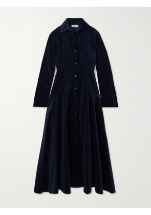 VIOLANTE NESSI - Weyant Belted Cotton-corduroy Midi Dress - Blue - IT38,IT40,IT42,IT44,IT46