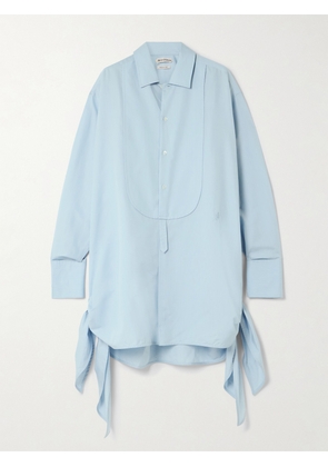 JW Anderson - Tie-detailed Cotton And Silk-blend Mini Shirt Dress - Blue - UK 4,UK 6,UK 8,UK 10,UK 12,UK 14