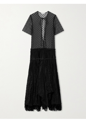 JW Anderson - Layered Cutout Pleated Lace Maxi Dress - Black - UK 4,UK 6,UK 8,UK 10,UK 12
