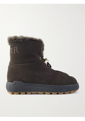BOGNER - Chamonix Embroidered Shearling-lined Suede Ankle Boots - Brown - IT35,IT36,IT37,IT38,IT39,IT40,IT41,IT42
