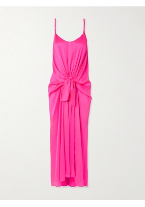 JW Anderson - Tie-detailed Crinkled-silk Maxi Dress - Pink - UK 4,UK 6,UK 8,UK 10,UK 12,UK 14