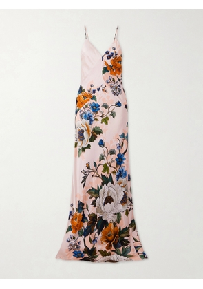Borgo de Nor - Olive Floral-print Satin-crepe Maxi Dress - Pink - UK 6,UK 8,UK 10,UK 12,UK 14,UK 16