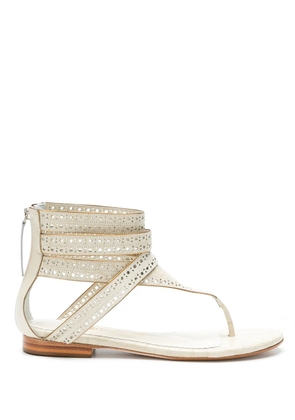 Sarah Chofakian Lis leather flat sandals - White