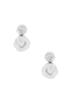 Ettika Molten Mini Stud Earrings in Metallic Silver.