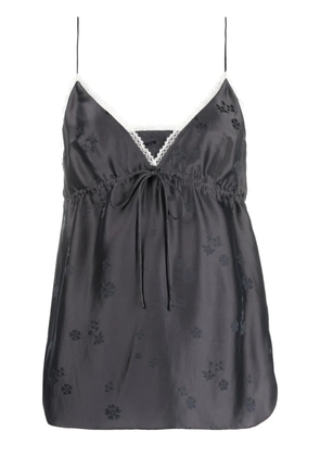 Dorothee Schumacher floral-motif drawstring sleeveless top - Blue