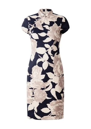Shanghai Tang rose-print midi dress - Black