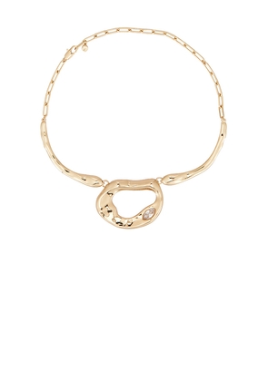 Ettika Molten Marquise Pendant Necklace in Metallic Gold.