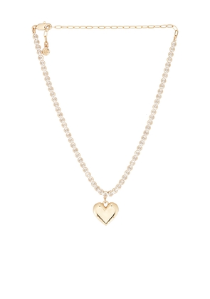 Ettika Luminous Love Tennis Necklace in Metallic Gold.